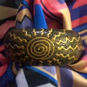 Unique Exotic Boho Wooden Cuff Bracelet